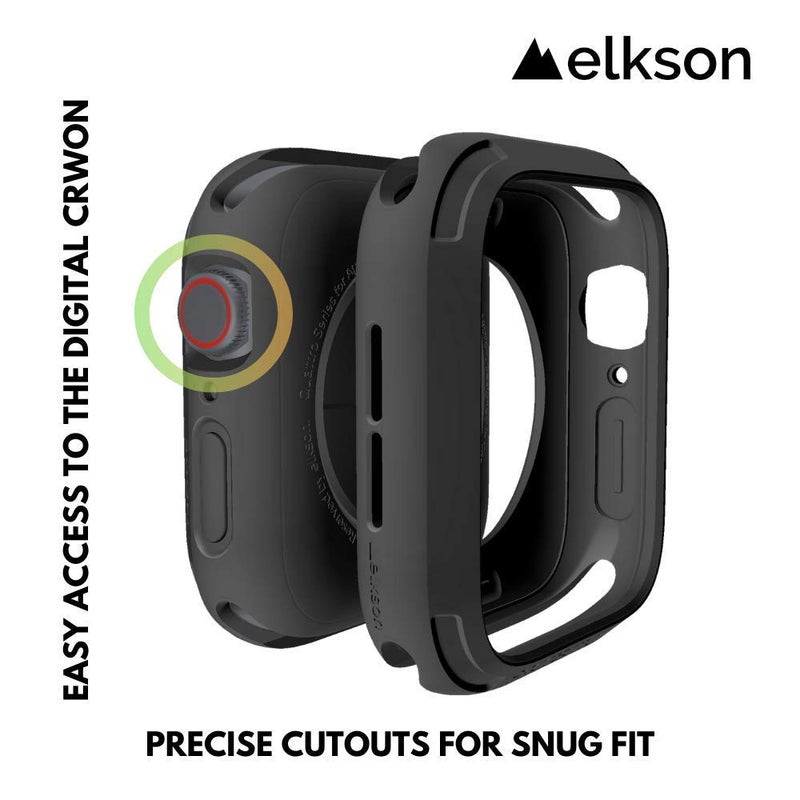 elkson Compatible with 44mm Apple Watch SE 3/2/1 Bumper Case, Quattro Series Rugged Case for iWatch Series 6 5 4, Military Grade Durable Protective Cover, Flexible Shockproof, Black - Image 2